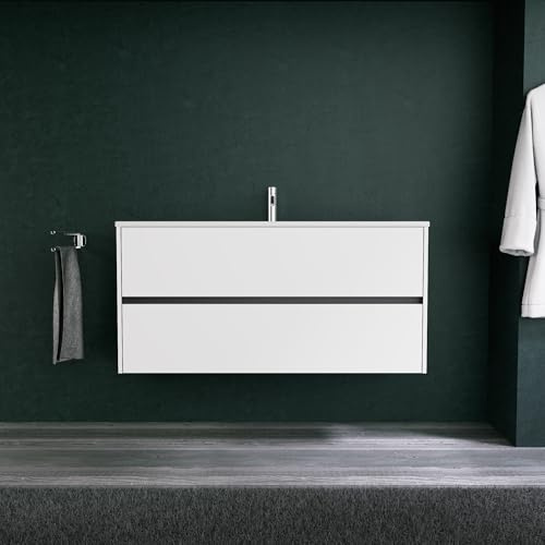 INDA - Mobile Bagno L.120 con lavabo Opaco/Bianco Opaco 2 cassetti - Diamante
