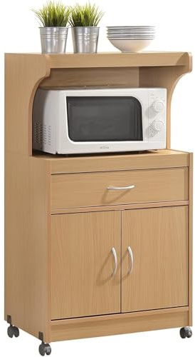 HomeStock Accent Cart with Drawers & Wheels - Kitchen Storage Organizer Beech