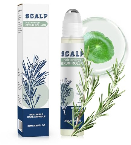 Hair Growth Support Roll On Serum with Saw Palmetto, Rosemary, Pea Extract for Thicker Fuller Hair, Non-Greasy Formula, 25ml