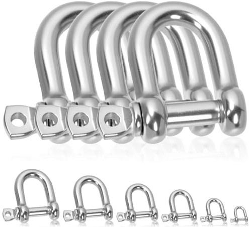 Glarks 4pcs M10 Edelstahl D Shape Shackle, D-Shape Anker Shackle, Heavy Duty D Shape Shackle für Schiffe, Haushalte, Frachthantierung und Landtransport