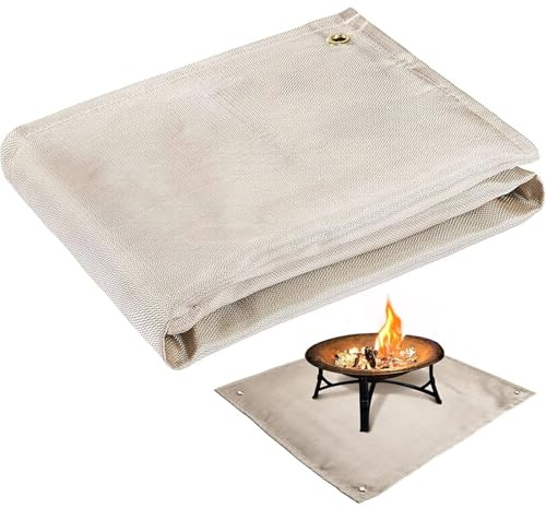 Tappetino ignifugo per barbecue, 100 x 90 cm, in fibra di vetro, resistente al calore, con rivestimento impermeabile, per terrazza, patio, prato e campeggio all'aperto, colore: oro