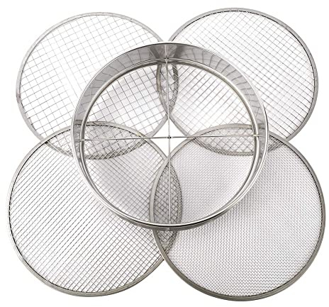Damavat Garden Potting Mesh Sieve Sifting Pan - Stainless Steel Mix Soil Filter 4 Sieve Mesh Filter(1/8In,1/4In,3/8In,and 1/2In)