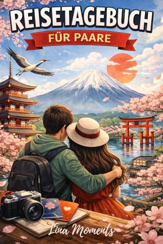 Reisetagebuch für Paare: Reise Tagebuch Zum Ausfüllen mit japanischen Cover - Platz für 25 Reisen, A5 Format, Asiatisches Japan Softcover, 102 ... für Urlaubserinnerungen, Fotos und Notizen