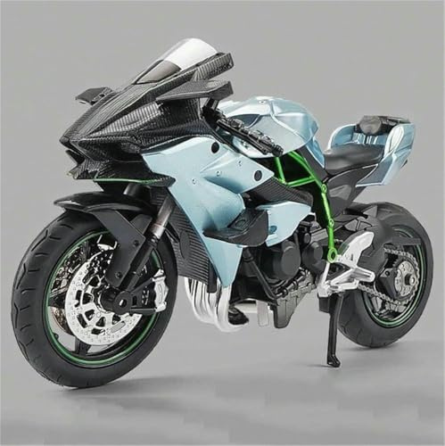1/12 För Kawasaki För Ninja H2R Leksaksmotorcykel Diecast Metallmodell Racing Ljud Ljus Samling Gåva(Blue)