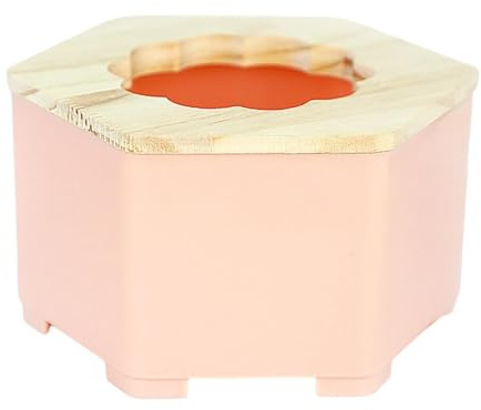 Ziociura Inodoro de Arena Tipo Contenedor para Animales Pequeños con Tapa, Estructura de Madera Resistente, Adecuado para Jerbos Enanos, Rosa
