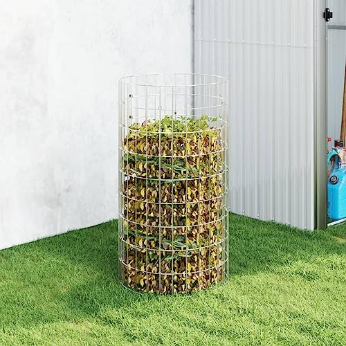 Composteur de jardin en acier galvanisé Ø 50 x 100 cm avec design en maille, bac à compost pour déchets de jardin, silo ventilé pour décomposition rapide, seau thermique pour balcon, parterre et
