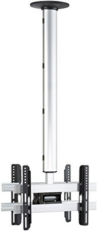 Universal TV Deckenhalterung für 2x TVs | 26-40 Zoll bis 50 kg | bis VESA bis 400x300 | höhverstelbar 127-238 cm | TV Halterung 360 Grad schwenkbar drehbar und 15 Grad neigbar | Fernseher Halter - CM3