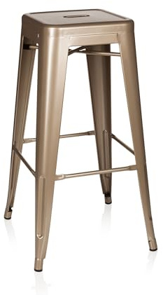 hjh OFFICE Barhocker aus Metall, stapelbarer Hocker Industrial Design | Tresenhocker bis 150 kg belastbar, stabile Stahlkonstruktion, Champagner