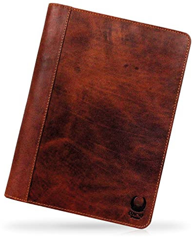 Corno d´Oro Premium Konferenzmappe A4 Leder für Tablet bis 12 Zoll I Handmade Business Dokumentenmappe mit RFID Schutz I Büromappe mit Reißverschluss braun im Geschenkbox