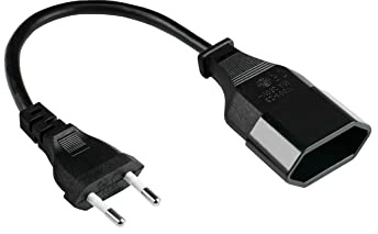 Good Connections euroförlängning – 2 m – eurokontakt typ C (rak) till eurouttag (rak) – kopparledare CU – trådtvärsnitt: 0,75 mm² – strömkabelförlängning – svart