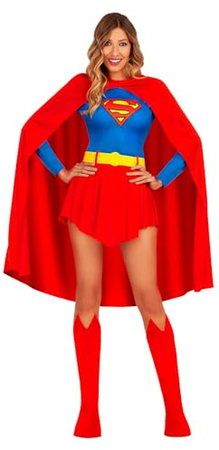 Funidelia Costume Ufficiale di Supergirl per donna, Include abito, mantello, cintura e copristivali, Supereroi - Tenuta per adulti per feste, Carnevale e Halloween - Taglia L