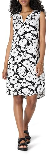Amazon Essentials Abito da Donna Senza Maniche in Tessuto, Nero Bianco Astratto Floreale, XXL