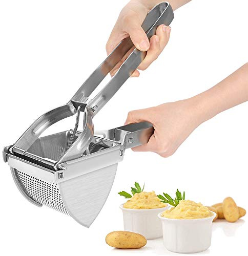 Mash Potato Ricer, Ergonomic Comfortable Manual Potato Press Masher Meat Fruit Chopper Mincer Crusher with Non Slip Handle, Heavy Duty Triangular Ricer Potato Moulin Masher for Home or Restaurant Use