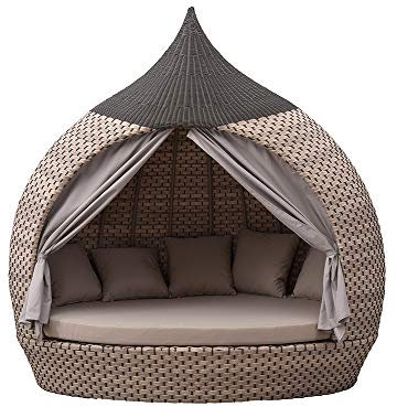 Strandkorbwerk Liegeinsel Eye Catcher Lounge Milchgrau Ziegel einseitig offen Sonnenliege Sunlounger