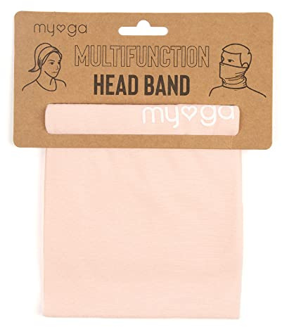 Myga Headband - Elastic Stretch Hair Band for Yoga, Sports and Fitness - Multipurpose Accessory Hair Tie, Neck Scarf, Gaiter and Face Covering Balaclava for Girls, Teens & Women - Sand