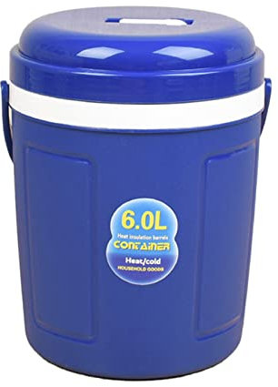 Generic Double Paroi de Glace Seau Voiture Seau Isolé w/Couvercle Alimentaire Chaleur et Froid Ronde Déjeuner Conteneur Isotherme pour le Vin de Stockage de - 6L Bleu