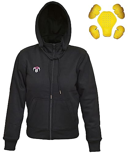 RIDERACT Motorcycle Hoodies for Women Aramid Fiber Lined Protective Motorbike Riding Hoodie for Biker Safety CE Armored Jacket Stylish & Comfortable (US, Alpha, X-Small, Regular, Regular, Black)
