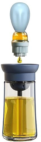 TINMIX Distributeur d'huile avec brosse – Flacon distributeur d'huile d'olive en verre pour la cuisine, 2 en 1 avec brosse à badigeonner en silicone pour vinaigre