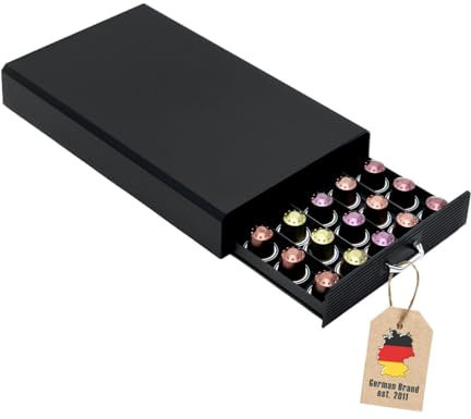 Cassetto portacapsule Intirilife per 50 capsule di caffè- Compatibile con le capsule Nespresso -38.2 x 23.2 x 5,6 cm- Cassetto portacapsule Cassetto portacapsule in nero Macchina per capsule