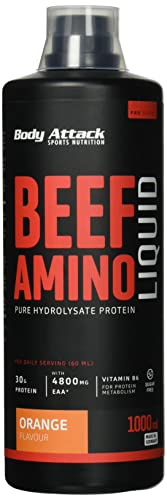 Body Attack Beef Amino Liquid, Orange, 1er Pack (1x 1000ml)