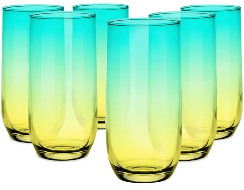 Glasmark KROSNO, 400ml, Set von 6, Longdrinkgläser, Trinkgläser, Highball Glas, Wassergläser, Cocktail, Perfekt für Zuhause, Restaurants und Partys, Glässerset, klassische Form
