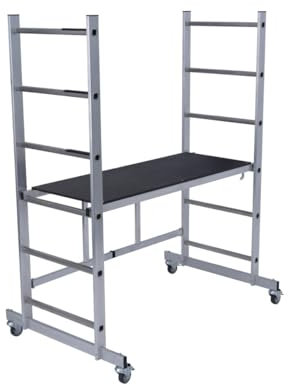 KRAUSE Corda FaltGerüst mit Rollen – Arbeitshöhe 2,90 m – Klappgerüst – Kompakt aus Aluminium