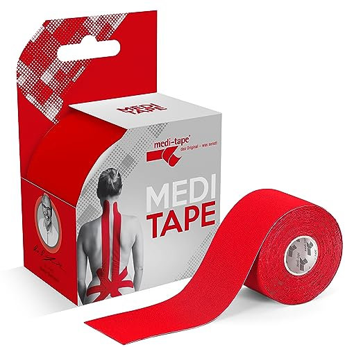 Medi-Tape (Red) for Sports and Everyday Use (5 m) - Kinesiology Tape Latex-Free with 150% Elasticity - Breathable & Waterproof Physio & Kinesio Tape - Sports Tape