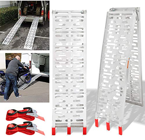 Joparri 2X Auffahrrampe Faltbare Verladerampe 340 kg * Pro Paar Verladerampe verzinkter Stahl Motorradrampe Antirutsch Verladeschiene Motorrad ATV Quad PKW Auto Laderampe, Reifenbreite bis 30cm