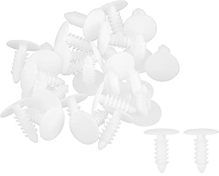 A ABSOPRO Pousser Rivet Pare-chocs 5mm Blanc 30 Pcs Pour Voitures Plastique | Blanc, Diam. Tige 5mm, Trou 4mm, Tête 13mm, Long. 17mm, Pour Voitures, Camions, Motos, Bus, Trains, Avions, Caravanes
