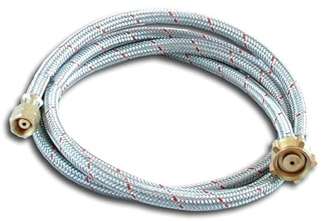 Manguera para propano butano blindada simple racorada 3m (Diámetro Interior 3/16 - 5mm Con accesorios 21,8 Izq - 9/16 Izq)