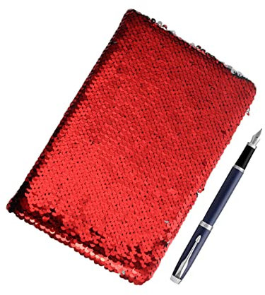 STOBOK Pailletten-notizblock Kreativer Schreibwaren-notizblock Elegantes Notizbuch Rot Praktischer Tagebuch-planer Modisches Reisetagebuch Notizbuch Für Schule Und Büro