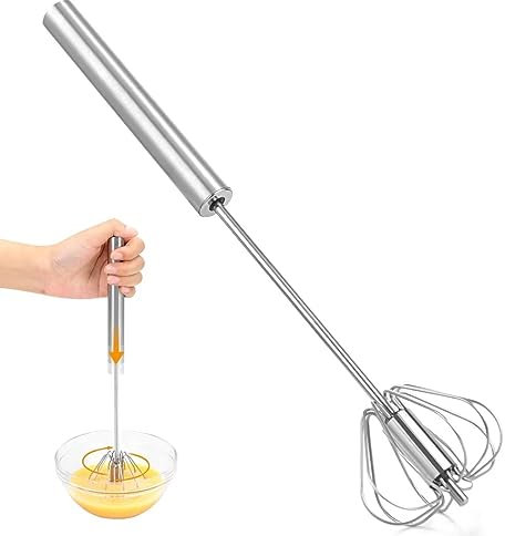 CUNSENR Frusta per uova da 30,5 cm, in acciaio inox, semiautomatica, facile da usare e da pulire, frusta per uova di alta qualità per cucinare, mini frusta manuale per girare le uova, mescolare le