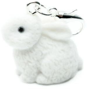 Miniblings Kaninchen Charm Hase Häschen Haustier Ostern weiß versilbert | Kleiner Anhänger zum Kombinieren, aus Berlin, mit Flock