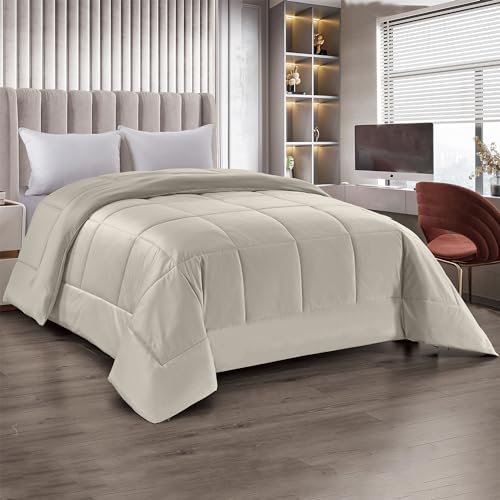 IlGruppone Trapunta Matrimoniale Velluto Piumone Invernale 625 Gr/Mq Piumino Caldo Due Piazze Inverno Coperta Duck Friendly (Crema)
