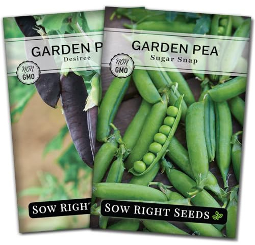 Sow Right Seeds - Pea Seeds Garden Collection for Planting - Non-GMO Heirloom Seeds with Instructions to Plant a Home Vegetable Garden - Super Productive and Tasty - Sugar Snap and Desiree Varieties