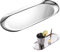 AmkWood Bandeja Negra, Bandeja para Velas, Bandeja Ovalada de Acero Inoxidable para Postres, Cosméticos, Joyas, Velas (Plata, Pequeña)