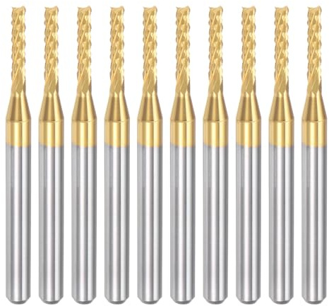uxcell 10Pcs 1.8mm Titanium Coat Carbide End Mill Engraving Milling Cutter CNC Router Bits for PCB Machine, 1/8 Shank