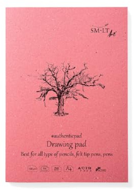 SM.LT Blocco da disegno Authentic, Ideale per matite, penne, pastelli, gessetti, carboncino, Formato A4, composto da 60 fogli, 120 g/mq PP-60