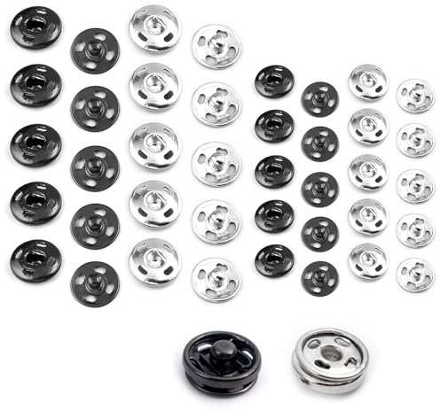 Press Studs Snap Fasteners, 20 Sets Sew on Snap Buttons Fastener Metal Snaps Button Kit for Clothing Sewing Craft Handbag 12mm 8.5mm