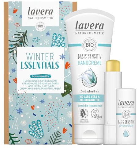 lavera Geschenkset - Winter Essentials - Handcreme & Lippenbalsam - Naturkosmetik - vegan