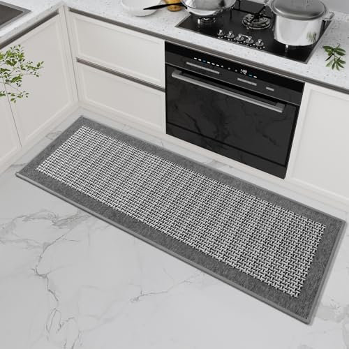 SIXHOME Grey 43 * 150cm Kitchen Mats non slip Washable Modern Kitchen Absorbent and Stain-Resistant Kitchen Floor Runners