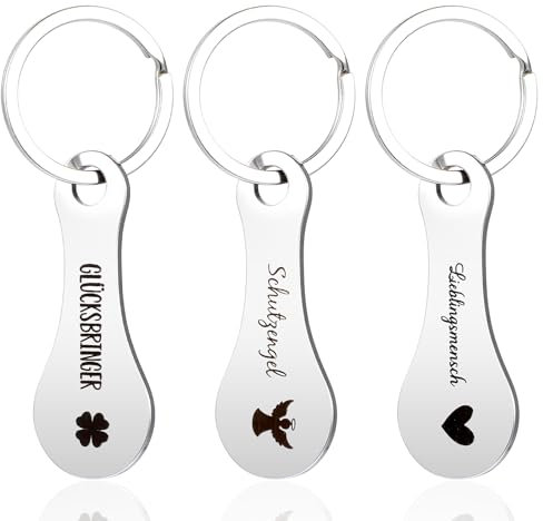 AOZUO Lot de 3 extracteurs de caddie, porte clés en métal avec puce de caddie, porte-clés amovible avec puce de caddie, porte-clés en argent avec puce de caddie, cadeaux