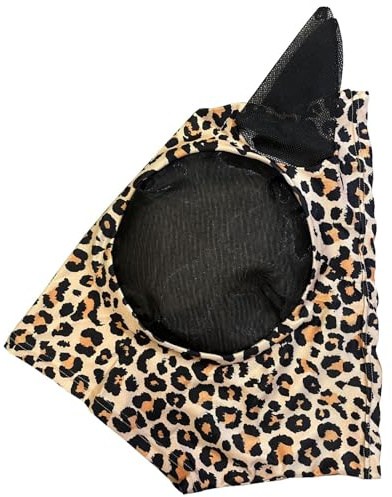 Hästflugmaskering, leopardtryckmönster ridtillbehör, ansiktsskydd för häst