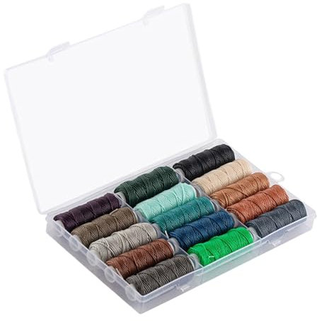 jojnsha Multifunktionaler gewachster Polyester-Faden, Buchbindergarn, handgefertigt, für Armbänder, 12/15 Farben, Leder-Nähgarn