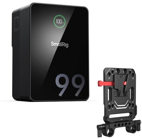 SMALLRIG V Mount Battery VB99 Pro, 99Wh / 6800mAh, PD 100W USB-C Charging | Mini V-Mount Battery with V-Mount Battery Plate, V-Lock Mount with Dual 15mm Rod Clamp for Camera, Camcorder - 5047