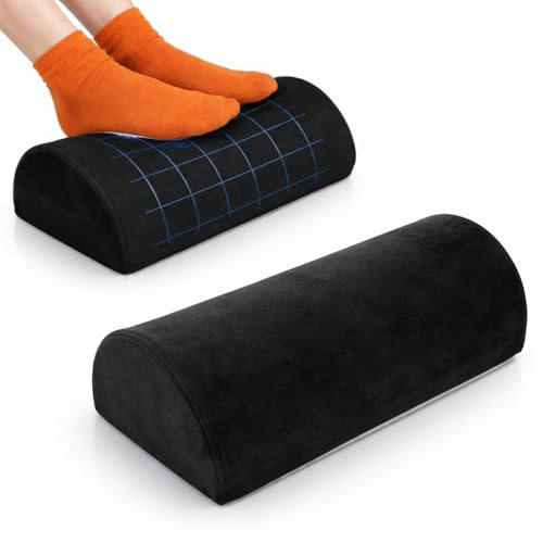 ANGGREK Half Moon Pillow, MultiFunctional Black Ankle Knee Neck Lumbar Support Cushion Ergonomic Design Elderly People Home Memory Foam Leg Elevation Pillow Removable Washable Cover