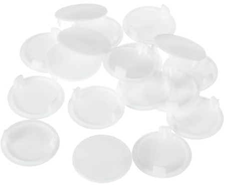 sourcing map Hinge Hole Covers, 38Pcs 35mm(1-3/8) ID - Plastic Concealed Hinge Hole Cover Round Flush Type Plug Cap for Furniture Cabinet Cupboard (White)