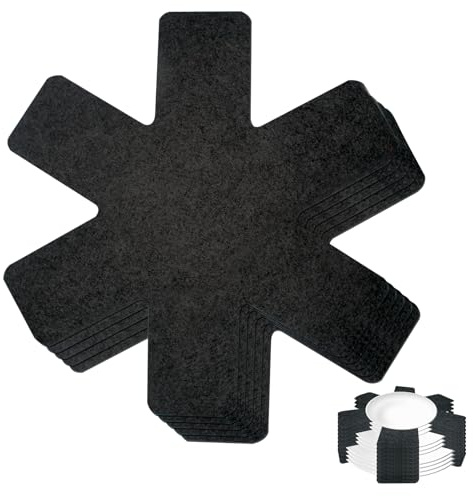 8 Piece Pot Pan Protectors for Stacking, Pan Separators Pads Anti-Scratch Pan Pot Protectors Non-Slip Pot Dividers Pads Stacking Pan Protectors for Protecting and Separating Pot and Pan Black