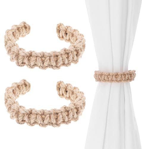 TIESOME 2 Stück Boho Raffhalter Für Geflochtene Vorhänge, Raffhalter Für Vorhänge Vorhang Raffhalter Vorhang Halter Handgefertigte Geflochtene Vorhänge Für Das Home Office Vorhänge Dekorationszubehör