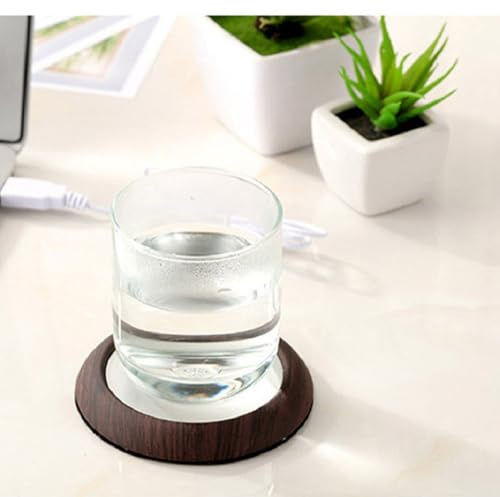 Oostifun USB Cup Warmer Coaster Coffee Mug Warmer Heating Pad Desktop Insulated Coaster Cup Mat Heat Beverage Mug Mat Tea Coffee Heater Pad for Home Office (Dark Wood Color)